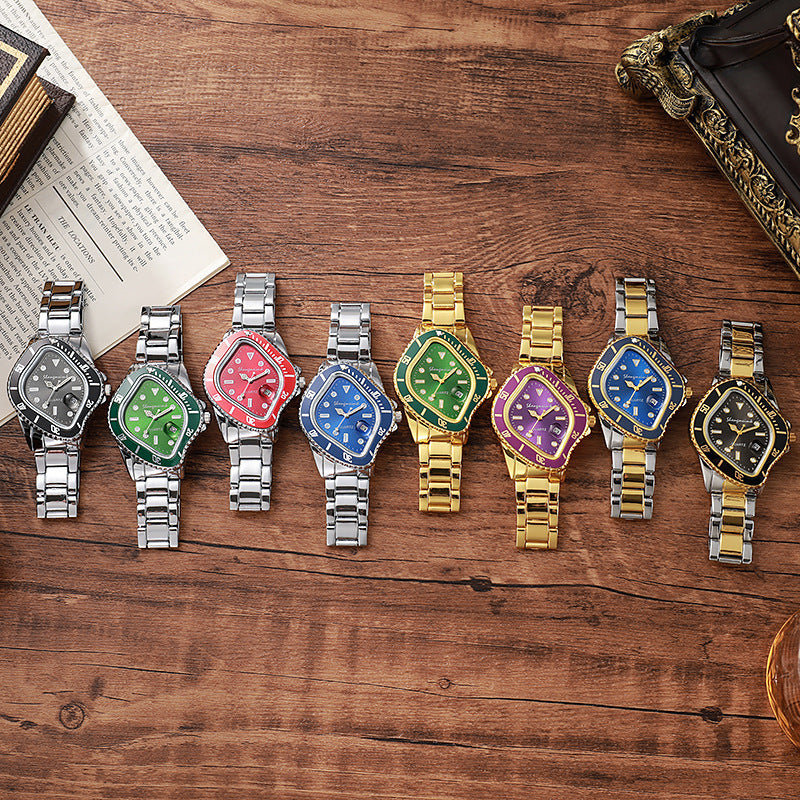 Cross Border Twisted Water Ghost Set Alloy Steel Band Waterproof Casual Watch Hip Hop Quartz Watch Factory Direct Wholesale