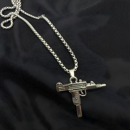 Hip-hop titanium steel necklace for men, gun-shaped pendant, trendy personality, light luxury niche design accessory