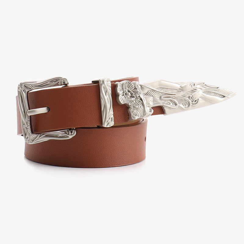 Cool leopard print European and American niche belt unisex mermaid three-piece belt women's versatile jeans belt