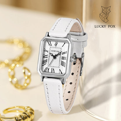 LUCKYFOX square plate simple and elegant women's watch new women's casual male and female student trendy belt quartz watch
