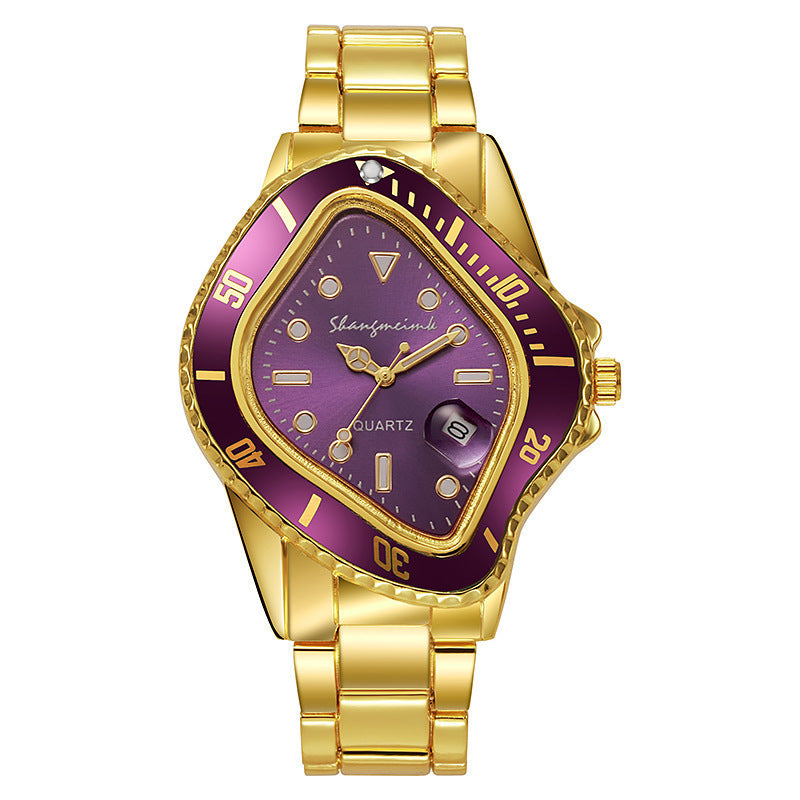Cross Border Twisted Water Ghost Set Alloy Steel Band Waterproof Casual Watch Hip Hop Quartz Watch Factory Direct Wholesale