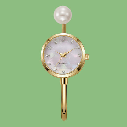 Niche women's minimalist bracelet watches, popular livestream trendy and exquisite INS fresh pearl quartz watches