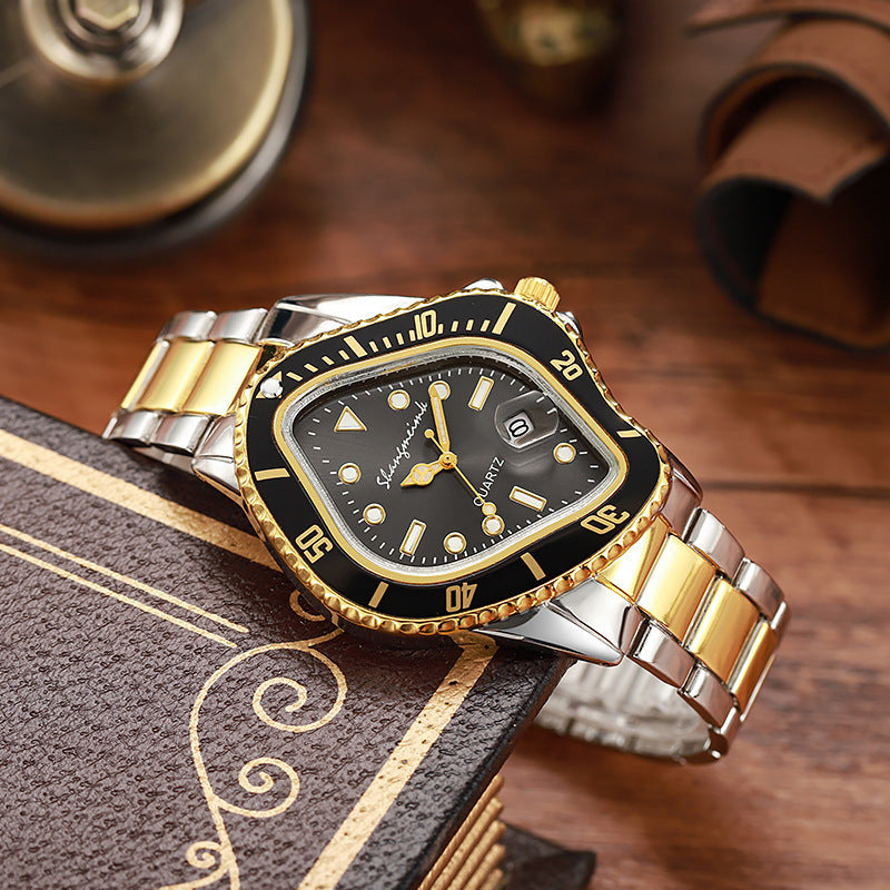 Cross Border Twisted Water Ghost Set Alloy Steel Band Waterproof Casual Watch Hip Hop Quartz Watch Factory Direct Wholesale