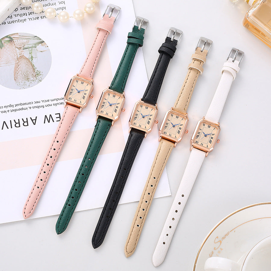 New light luxury temperament retro fashion classic women's watch square Roman numerals women's quartz watch manufacturer