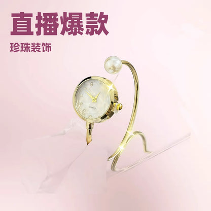 Niche women's minimalist bracelet watches, popular livestream trendy and exquisite INS fresh pearl quartz watches