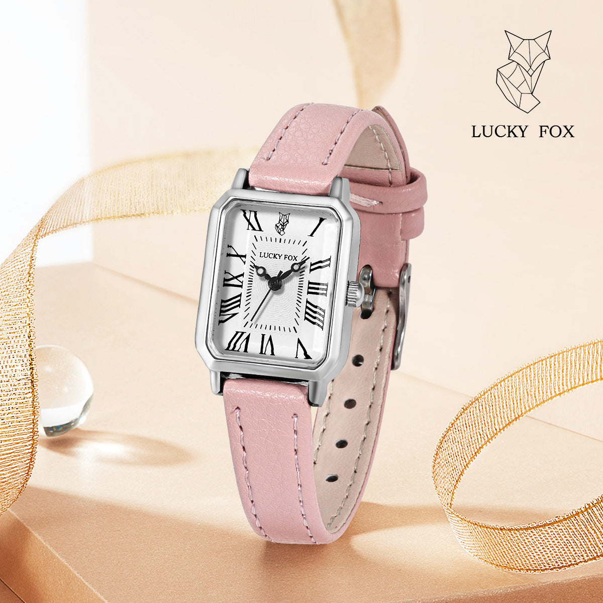LUCKYFOX square plate simple and elegant women's watch new women's casual male and female student trendy belt quartz watch