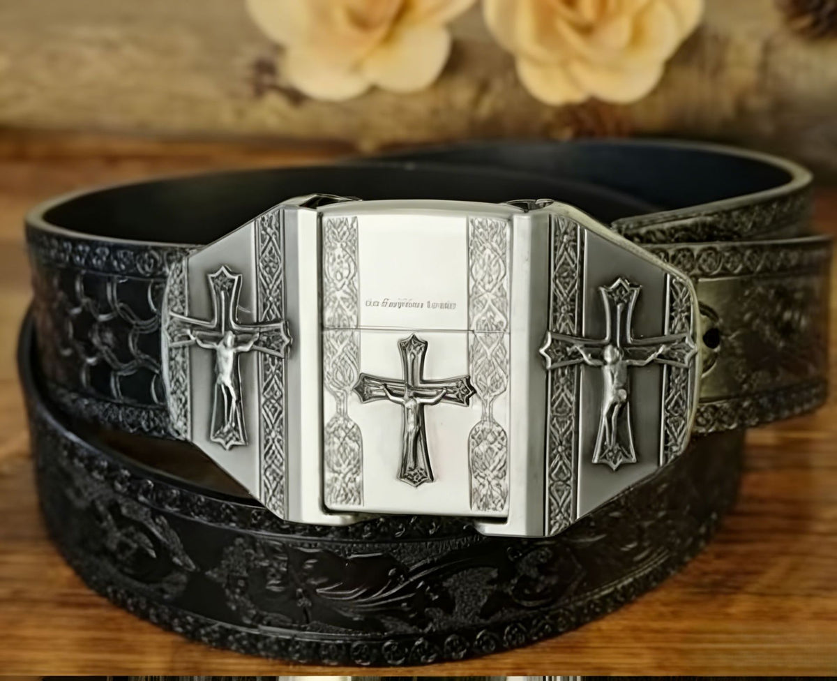 Men's vintage boutique kerosene lighter buckle personality belt trend youth trouser belt spot wholesale
