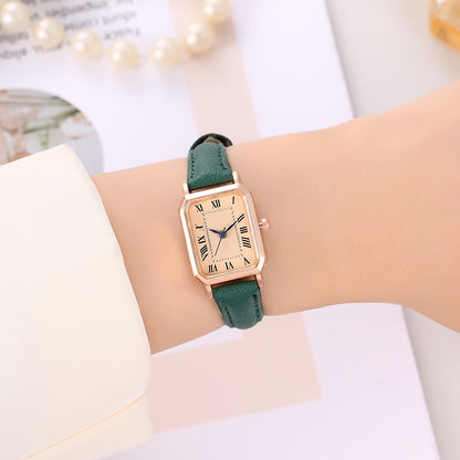New light luxury temperament retro fashion classic women's watch square Roman numerals women's quartz watch manufacturer