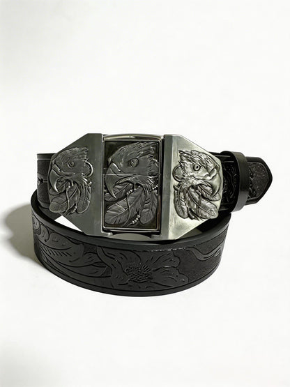 Men's vintage boutique kerosene lighter buckle personality belt trend youth trouser belt spot wholesale