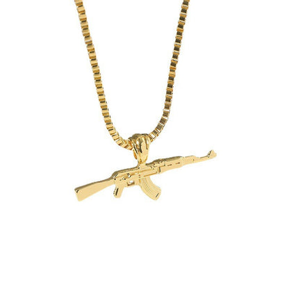 European and American retro men's clothing accessories, necklaces, necklaces, AK47 gun pendants, fashion accessories, can be sent in one piece