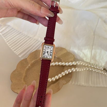 IEKE niche minimalist light luxury square dial belt watch schoolgirl fashion casual white temperament quartz watch