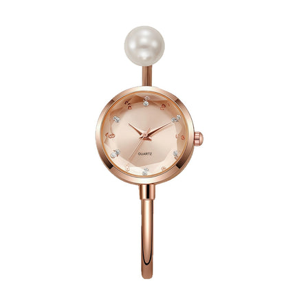 Niche women's minimalist bracelet watches, popular livestream trendy and exquisite INS fresh pearl quartz watches