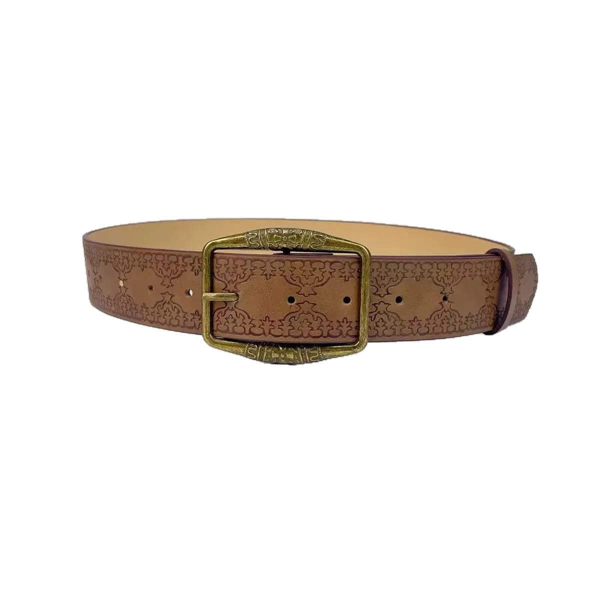 American vintage y2k belt women's 2023 new ethnic style belt hundred with jeans belt high-end brown