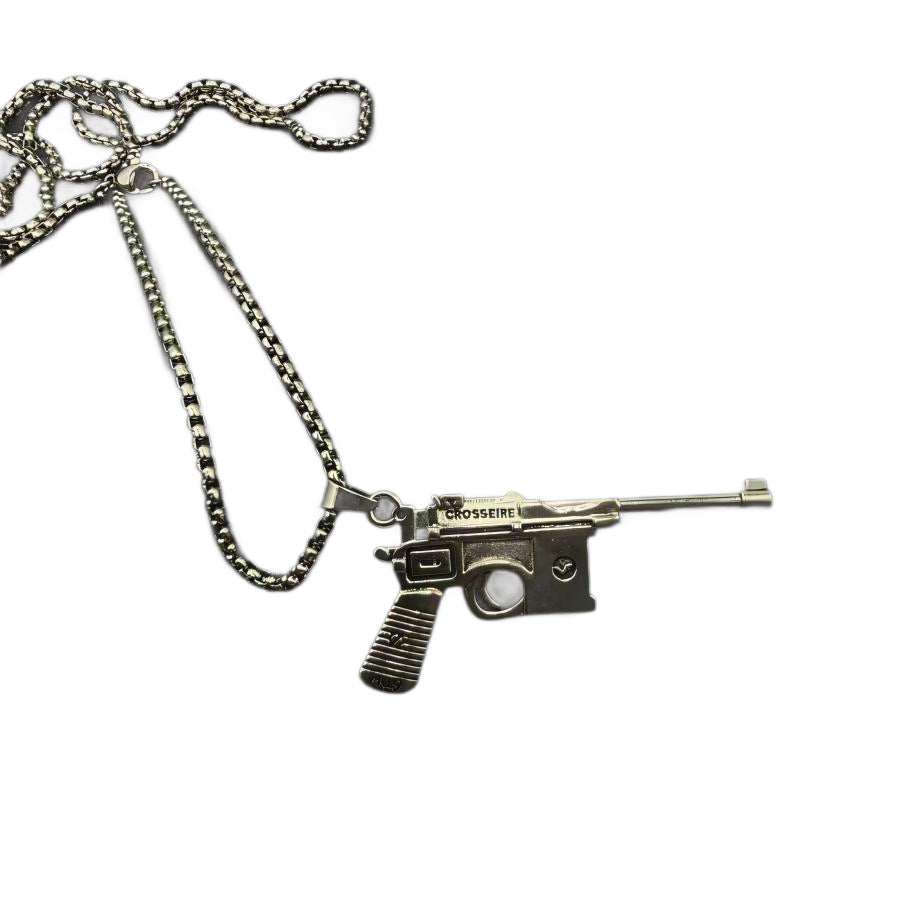 Hip-hop titanium steel necklace for men, gun-shaped pendant, trendy personality, light luxury niche design accessory