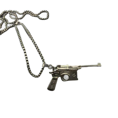 Hip-hop titanium steel necklace for men, gun-shaped pendant, trendy personality, light luxury niche design accessory