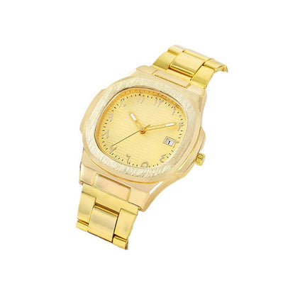 Cross-border men's square sports calendar steel band watch digital scale quartz watch manufacturer wholesale one-piece