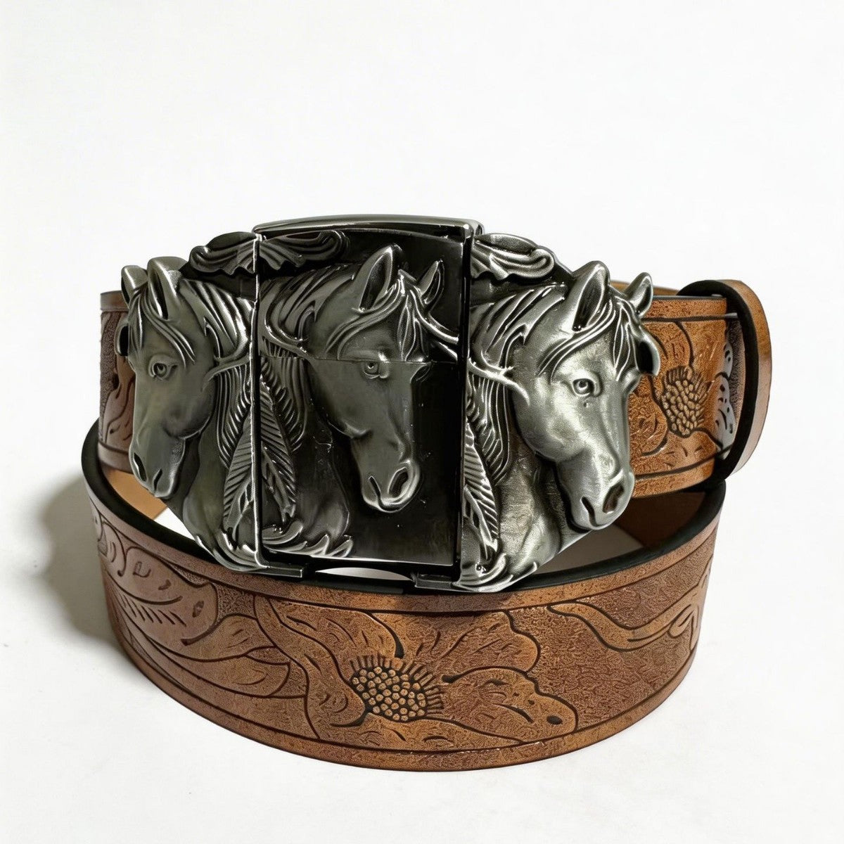 Men's vintage boutique kerosene lighter buckle personality belt trend youth trouser belt spot wholesale