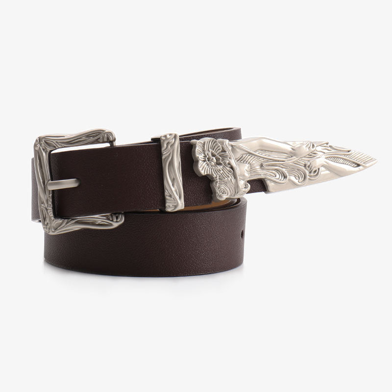 Cool leopard print European and American niche belt unisex mermaid three-piece belt women's versatile jeans belt