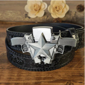 Men's vintage boutique kerosene lighter buckle personality belt trend youth trouser belt spot wholesale