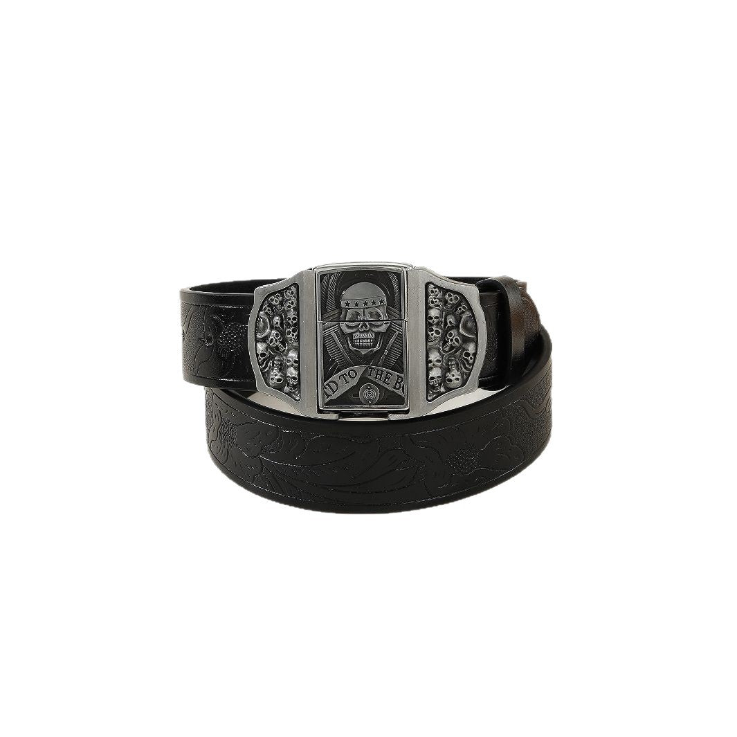 Men's vintage boutique kerosene lighter buckle personality belt trend youth trouser belt spot wholesale