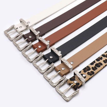 Cool leopard print European and American niche belt unisex mermaid three-piece belt women's versatile jeans belt