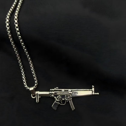 Hip-hop titanium steel necklace for men, gun-shaped pendant, trendy personality, light luxury niche design accessory