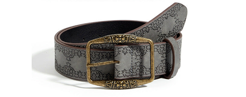 American vintage y2k belt women's 2023 new ethnic style belt hundred with jeans belt high-end brown