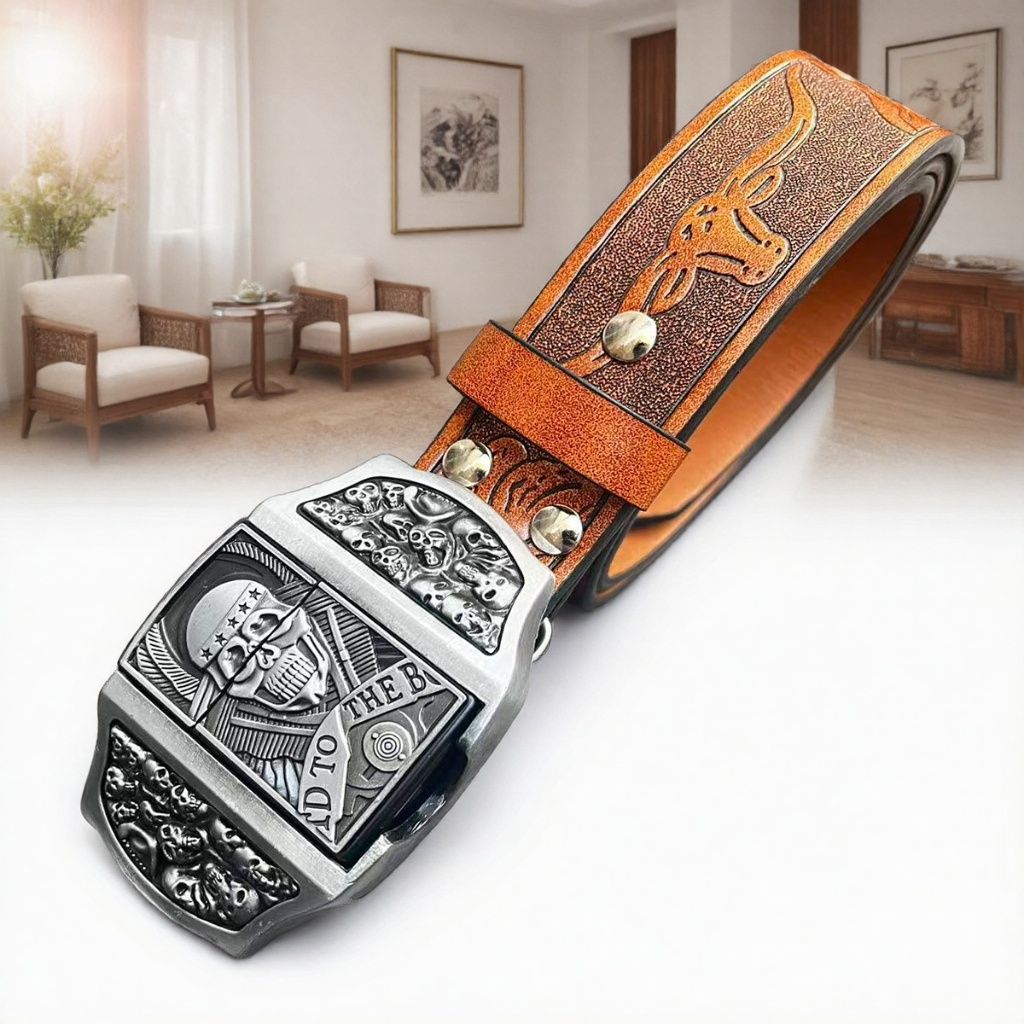 Men's vintage boutique kerosene lighter buckle personality belt trend youth trouser belt spot wholesale