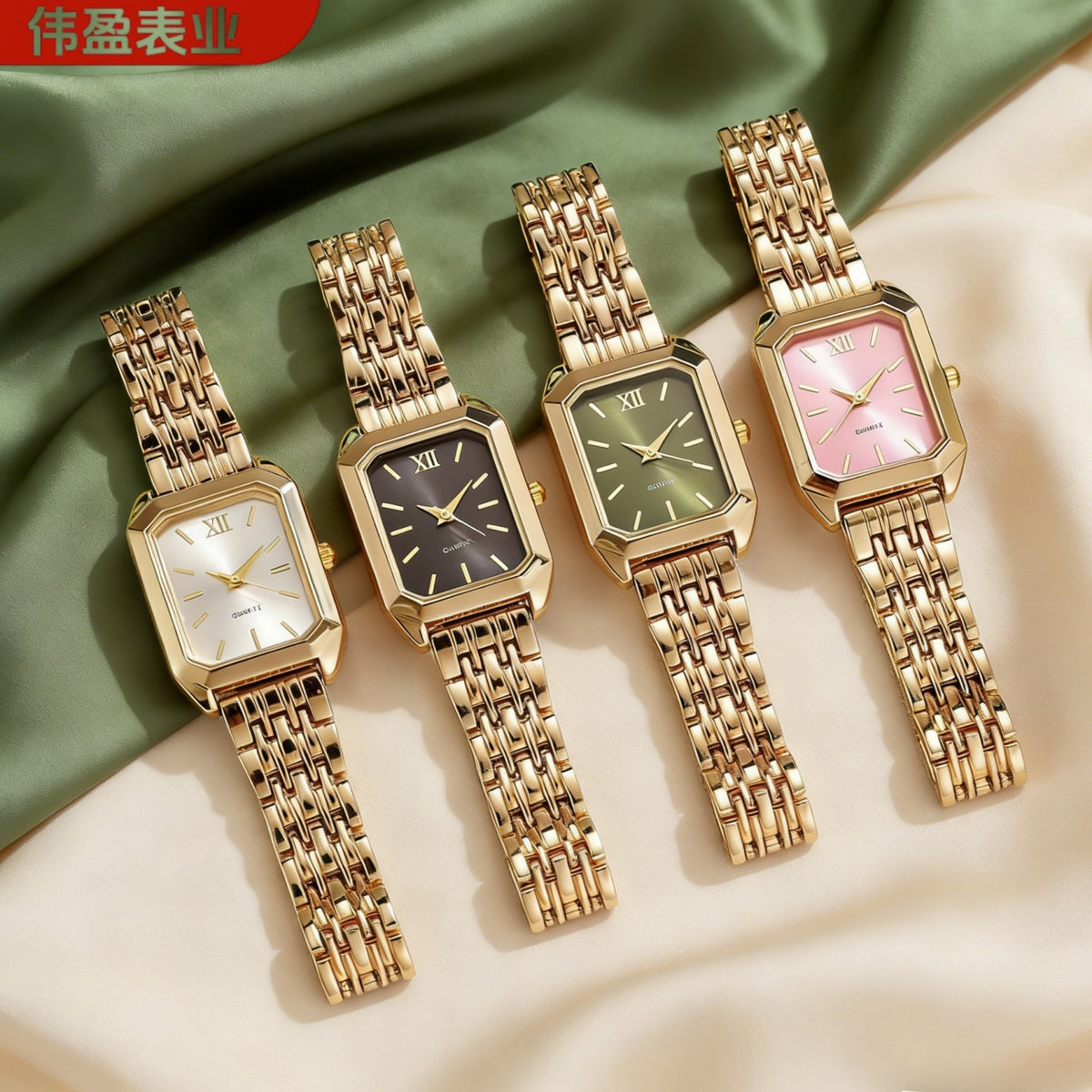 New light luxury steel band ladies' watches, overseas bestsellers, student fashionable minimalist square quartz watches wholesale