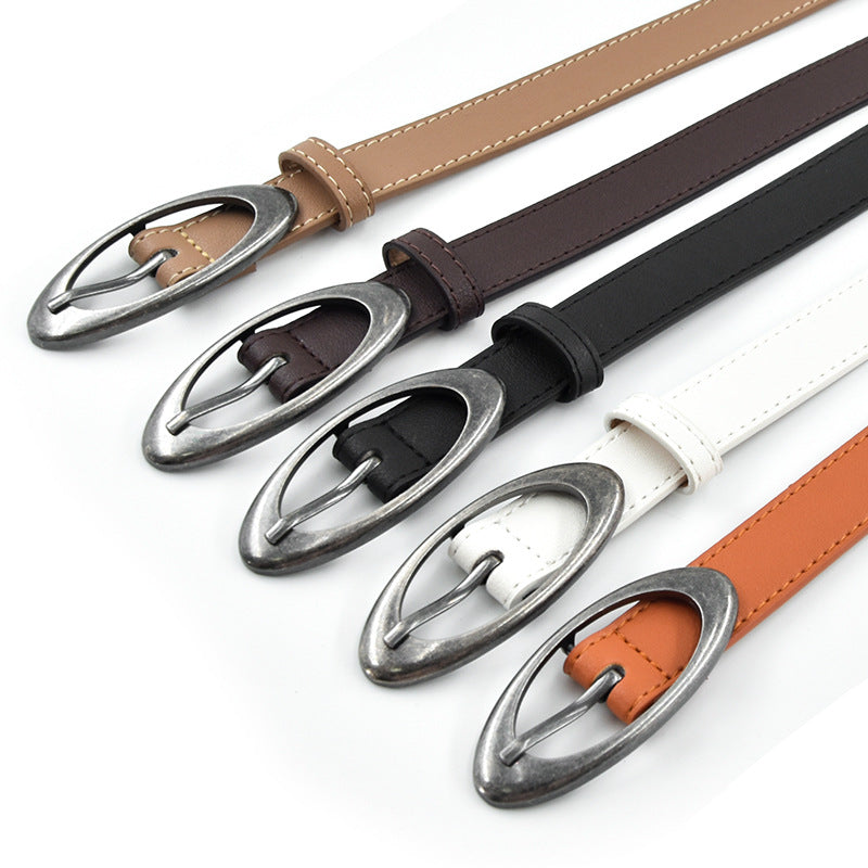 Retro distressed hardware moon belt premium crescent moon versatile punk belt ins men's and women's couple belts