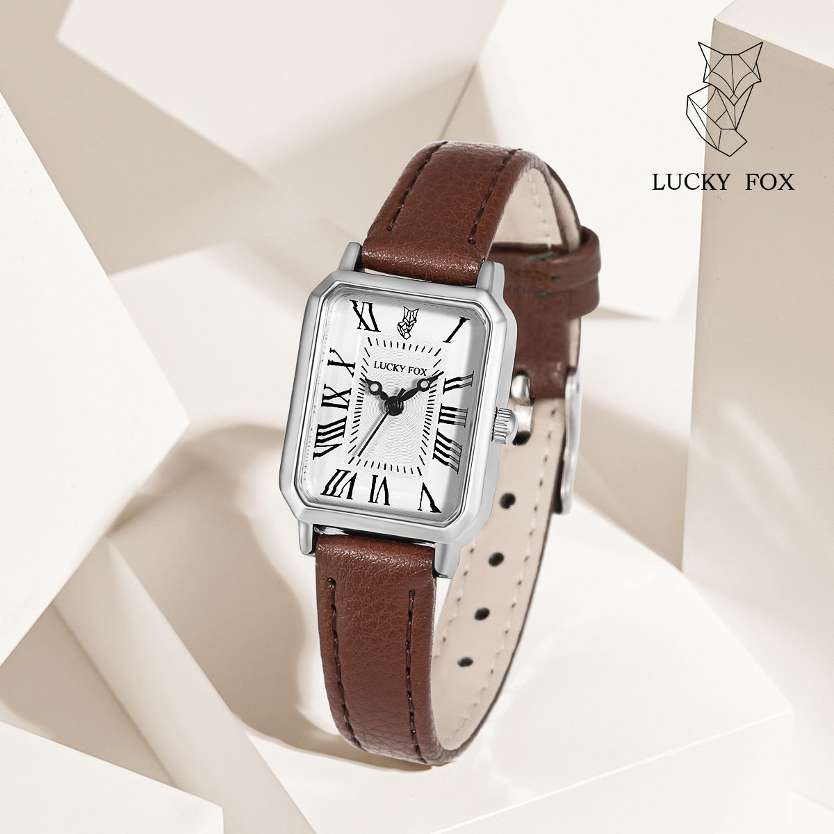 LUCKYFOX square plate simple and elegant women's watch new women's casual male and female student trendy belt quartz watch