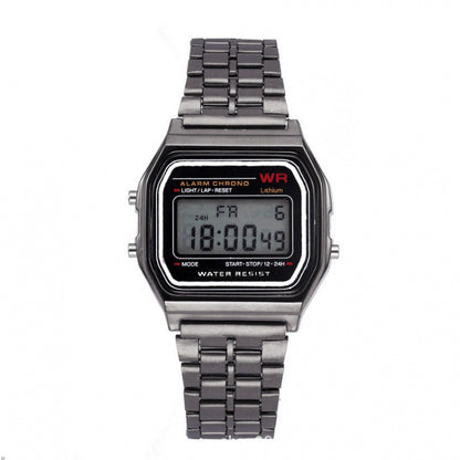 2023 steel belt led electronic watch ultra-thin gold and silver cold light watch F91W steel belt Harajuku style fashion multifunctional watch