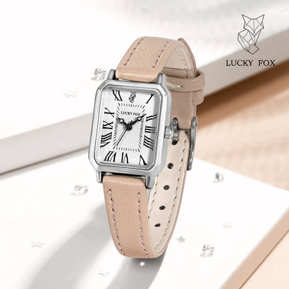 LUCKYFOX square plate simple and elegant women's watch new women's casual male and female student trendy belt quartz watch