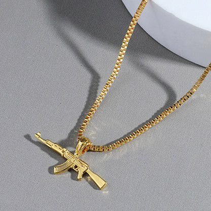 European and American retro men's clothing accessories, necklaces, necklaces, AK47 gun pendants, fashion accessories, can be sent in one piece